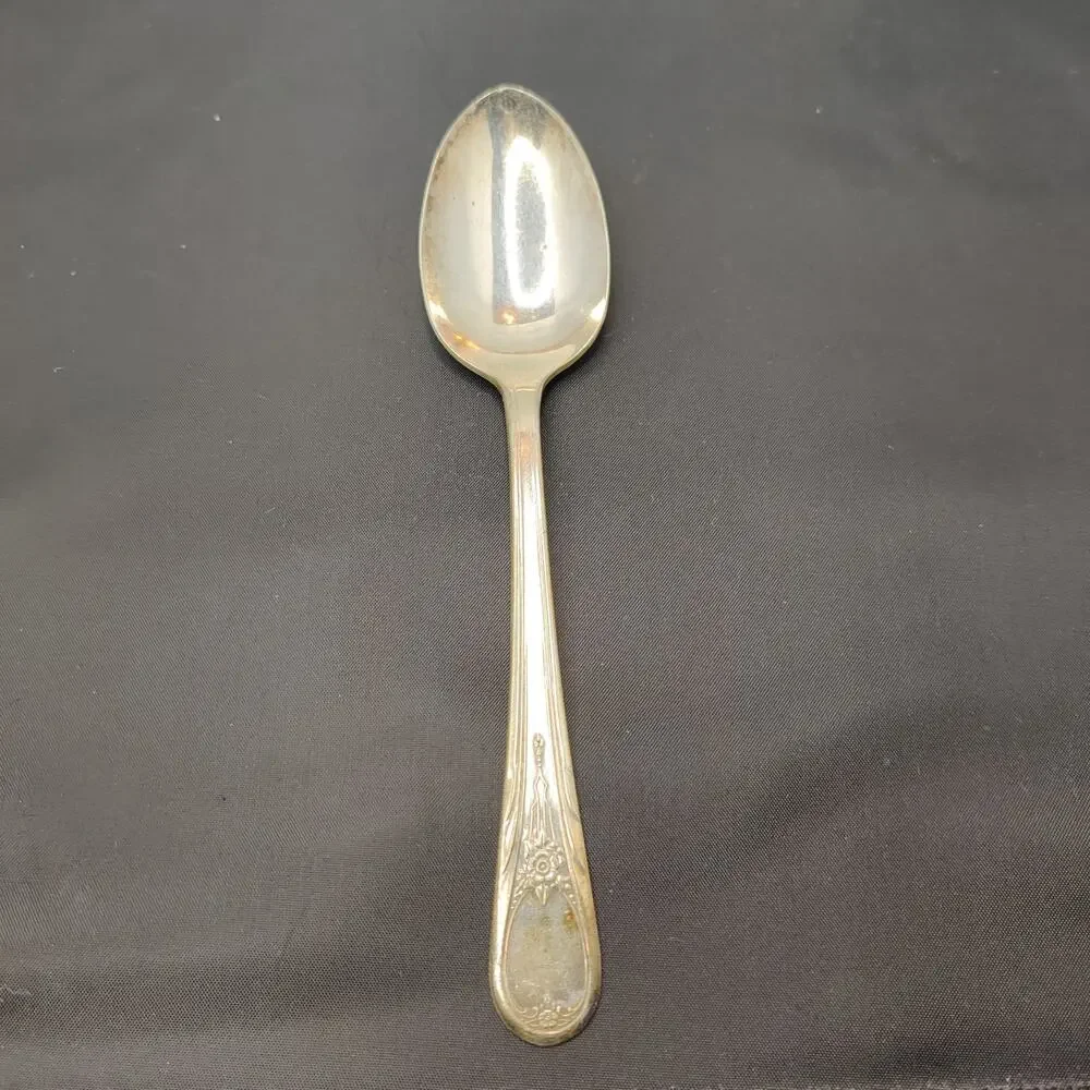 Antique 1946 Newport Silverplate Teaspoon Floral EPNS Daniel Arter Bird Hallmark